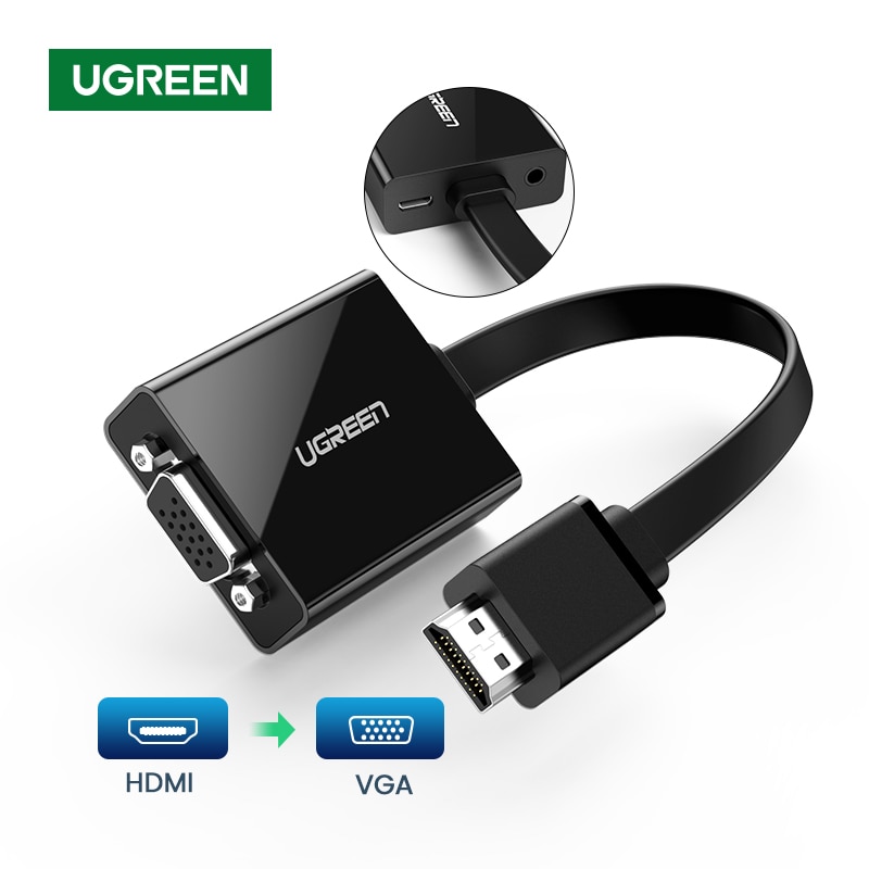 UGREEN-HDMI to VGA , PS4 Male To female ȯ 1080P HDMI VGA , 3.5 , TV ڽ PC HDMI to VGA